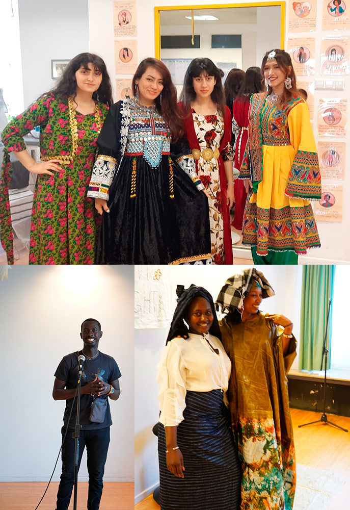 Collage: Junge PoC in traditioneller Kleidung